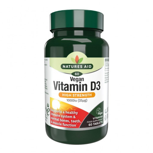 Витамин Д3 (Vitamin D3) 1000iu 60 веган таблетки, Natures Aid