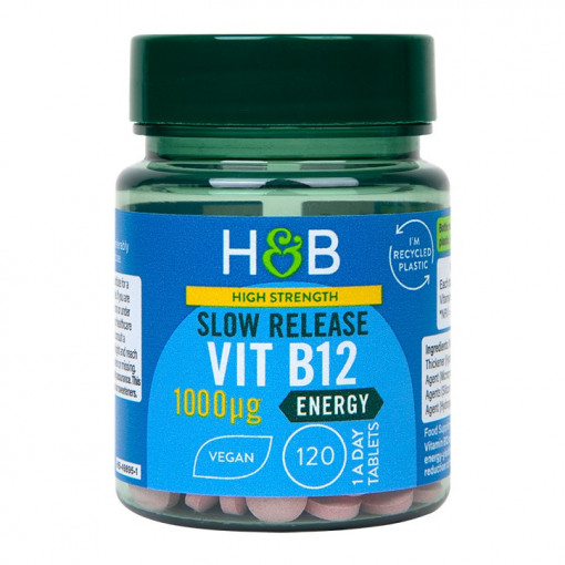 Витамин B12 (Vitamin B12) 1000ug 120 таблетки със забавено освобождаване, H&B