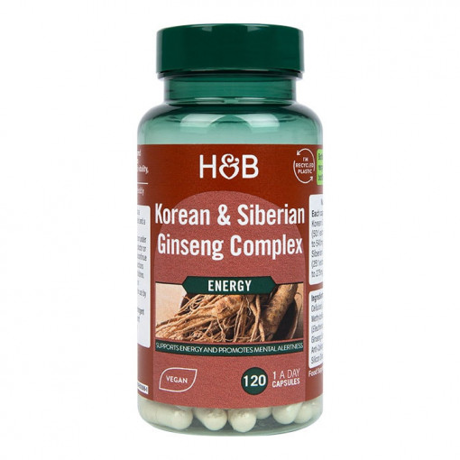Женшен комплекс (Korean & Siberian Ginseng Complex) 120 капсули, H&B