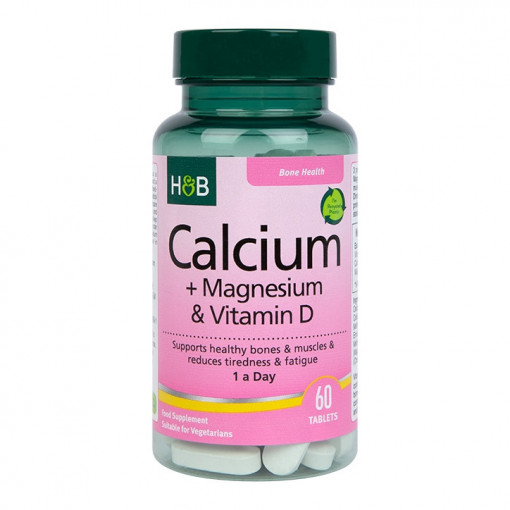 Калций магнезий и витамин Д (Calcium, Magnesium & Vitamin D) 60 таблетки, H&B