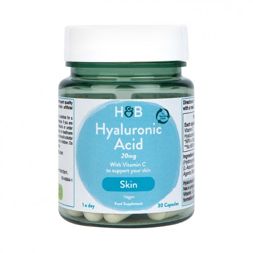 Хиалуронова киселина и витамин С (Hyaluronic Acid with Vitamin C) 20мг 30 капсули, H&B