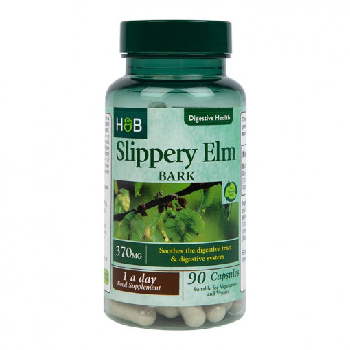 Хлъзгав бряст кора (Slippery Elm Bark) 370мг 90 капсули, H&B