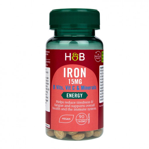 Желязо (Iron) 15 mg с витамини и минерали 90 таблетки, H&B