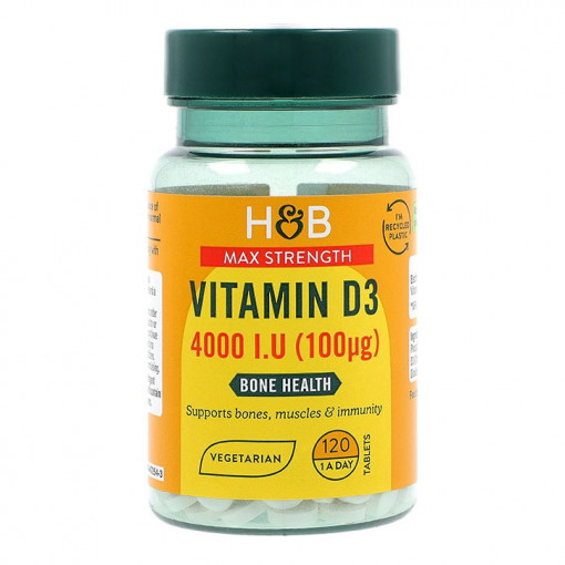 Витамин Д (Vitamin D 4000 I.U.) 100мкг 120 таблетки, H&B