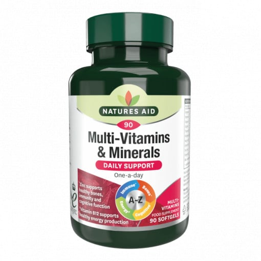Мултивитамини и минерали (Multi-Vitamins & Minerals) 90 меки капсули, Natures Aid