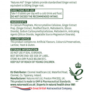 Kорен от джинджифил (Ginger Root) 500мг 90 таблетки, Natures Aid - Img 3