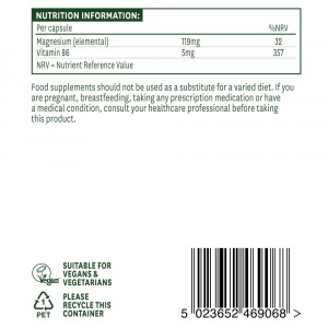 Магнезий Цитрат + Витамин В6 (Elemental Magnesium Citrate) 119мг 60 капсули, Natures Aid - Img 3