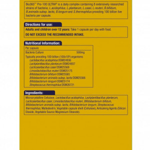 Пробиотик Pro-100 ULTRA (100 Billion Bacteria) 100млрд. 30 капсули, Natures Aid - Img 2