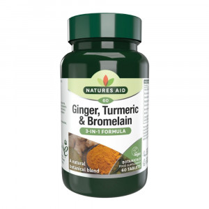 Джинджифил, Куркума и Бромелаин (Ginger, Turmeric & Bromelain) 60 таблетки, Natures Aid - Img 1