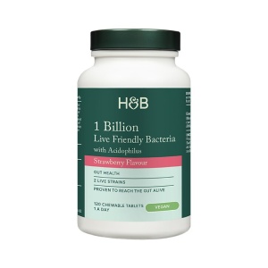 Пробиотик с Ацидофилус (Chewable Acidophilus Strawberry 1 Billion) 1млрд. 120 дъвчащи таблетки, H&B