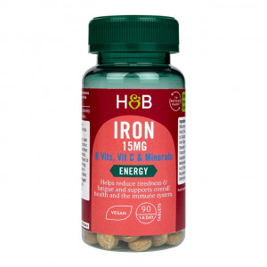 Желязо (Iron) 15 mg с витамини и минерали 90 таблетки, H&B - Img 5