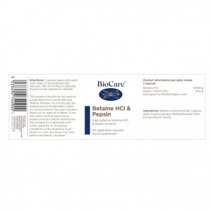 BioCare Betaine HCl & Pepsin 90 Vcaps