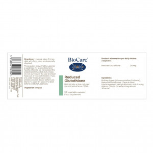 BioCare Reduced Glutathione 90 Vcaps съдържание