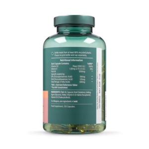 Омега 3 Рибено масло + Витамин Д3 (Omega 3 Fish Oil + D3) 1200mg 120 капсули, H&B - Img 2