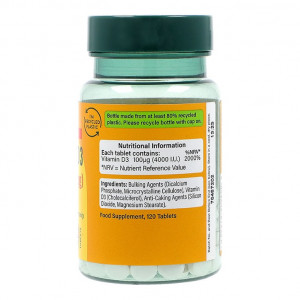 Витамин Д (Vitamin D 4000 I.U.) 100мкг 120 таблетки, H&B - Img 2