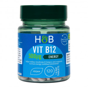 Витамин B12 (Vitamin B12) 500мкг 120 таблетки, H&B - Img 1
