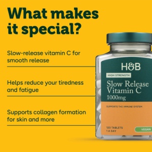 Витамин C с удължено освобождаване (Vitamin C Timed Release) 1000мг 120 таблетки, H&B - Img 4