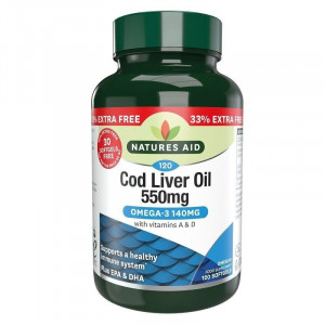 Масло от черен дроб на треска (Cod Liver Oil) 550мг 120 меки капсули - Img 1