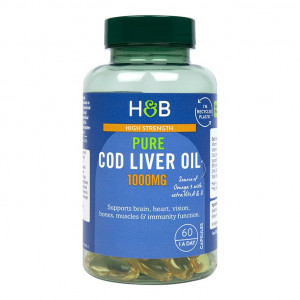 Омега-3 рибено масло от черен дроб на треска (Pure Cod Liver Oil) 1000мг 60 капсули, H&B - Img 5