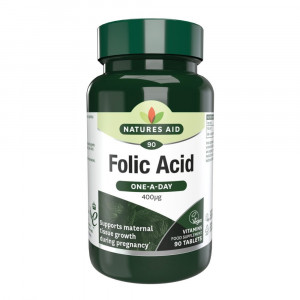 Фолиева киселина (Folic Acid) 400mcg 90 таблетки, Natures Aid - Img 1