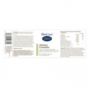 BioCare Adreno Complex 60 Vcaps съдържание