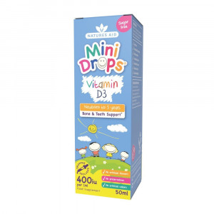 Mini Drops Витамин D3 капки за бебета и деца 50ml, Natures Aid - Img 2