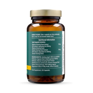 Женшен комплекс (Korean & Siberian Ginseng Complex) 120 капсули, H&B - Img 6