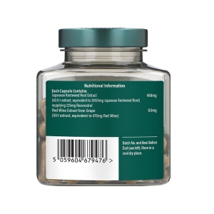 Ресвератрол (Resveratrol) 250мг с екстракт от червено вино 10мг 60 капсули, H&B - Img 3