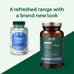 Телешки хидролизиран колаген (Bovine Collagen) 1000мг 180 таблетки, H&B - Img 3