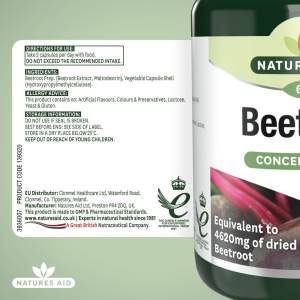 Цвекло Концентрат Капсули 4620мг Natures Aid 60 вегански капсули - Img 2