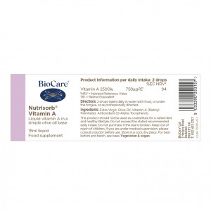 BioCare Nutrisorb Vitamin A 15ml състав