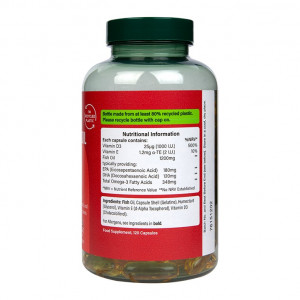 Омега 3 Рибено масло + Витамин Д3 (Omega 3 Fish Oil + D3) 1200mg 120 капсули, H&B - Img 3
