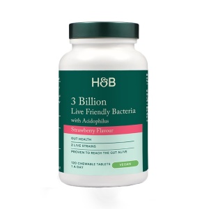 Пробиотик с Ацидофилус (Chewable Acidophilus Strawberry 3 Billion) 3млрд. 120 дъвчащи таблетки, H&B
