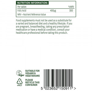 Фолиева киселина (Folic Acid) 400mcg 90 таблетки, Natures Aid - Img 4