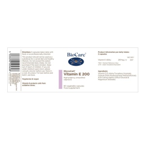 BioCare MicroCell Vitamin E 200iu 60 Vcaps - Img 2