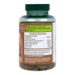 Ленено масло студено пресовано (Holland & Barrett Flaxseed Oil) 1000мг 120 капсули съдържание