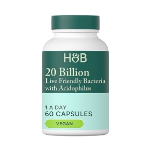 Пробиотик с Ацидофилус (Live Friendly Bacteria 20 Billion) 20млрд. 60 капсули, H&B