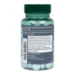 Цинк хелат 25мг с мед (High Strength Chelated Zinc with Copper) 120 таблетки, H&B - Img 3