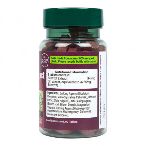 Червено цвекло екстракт от корен (Beetroot Extract) 90 таблетки, H&B - Img 2