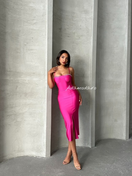 Rochie eleganta midi pe corp cu aplicatii - Img 2