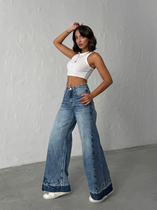 Blugi evazati cu tiv nefinisat - Img 1