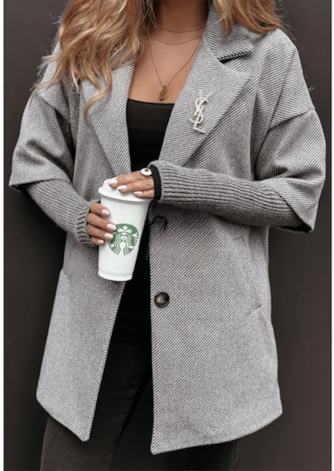 Palton dama cu maneci din tricot - Img 1