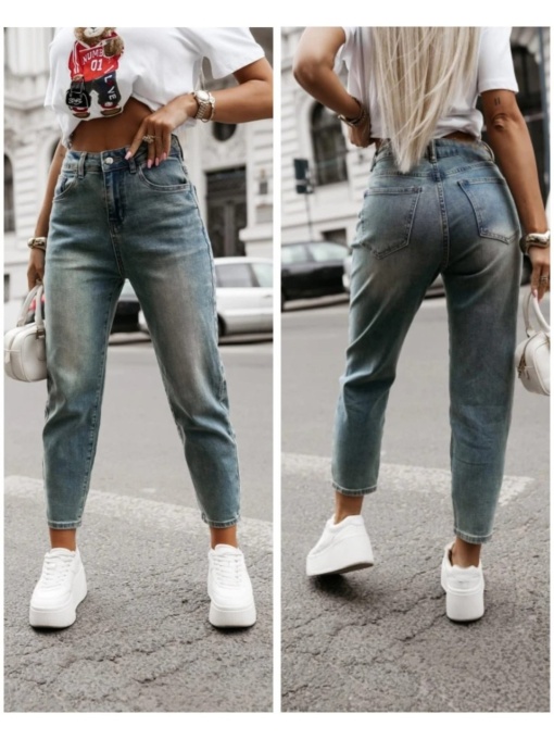 Blugi mom fit elastici simpli - Img 1