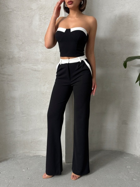 Compleu dama cu pantalon evazat si top