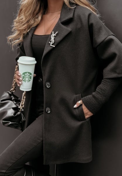 Palton dama cu maneci din tricot - Img 1