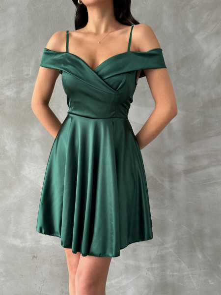 Rochie eleganta din satin scurta cu bretele