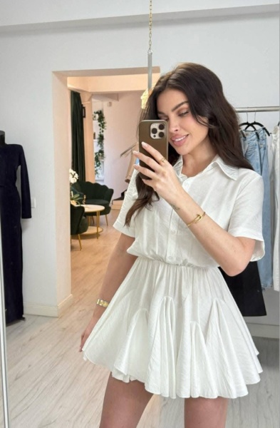 Rochie tip camasa cu elastic in talie