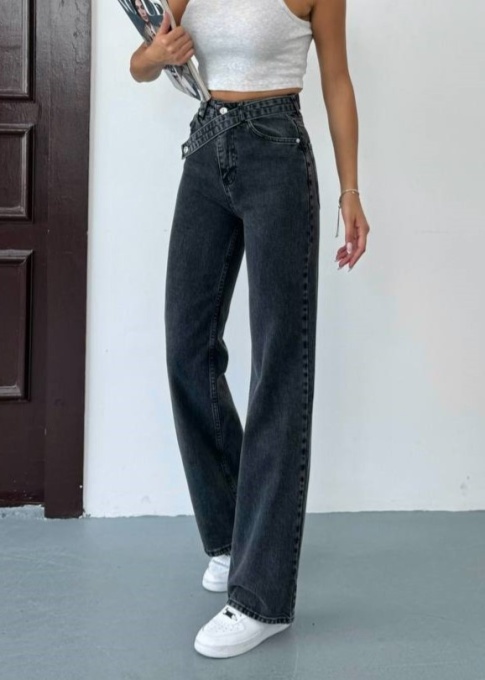 Blugi wide leg cu betelie petrecuta