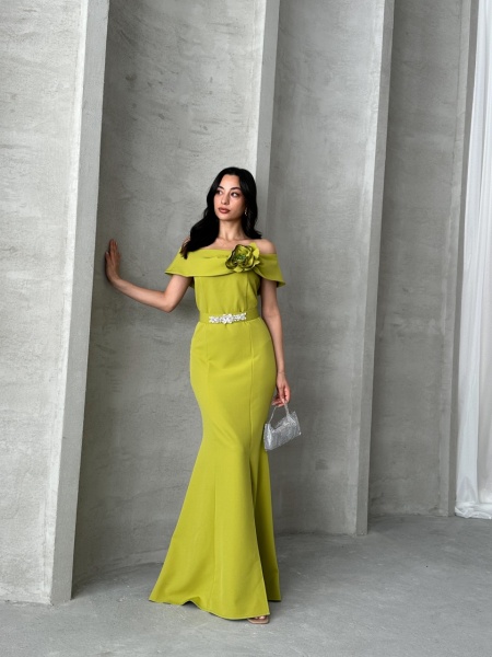 Rochie eleganta lunga stil sirena mulata cu umerii goi