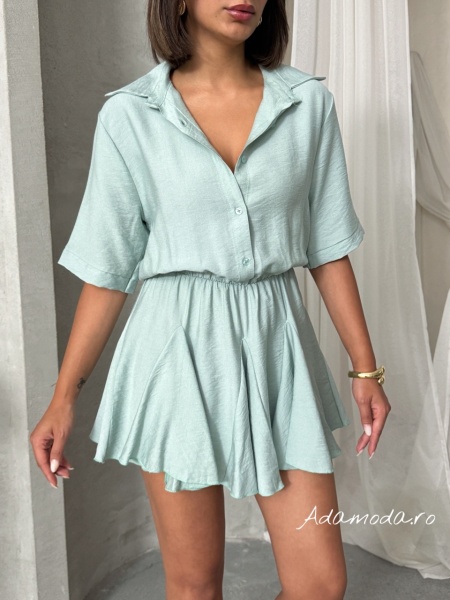 Rochie tip camasa cu elastic in talie